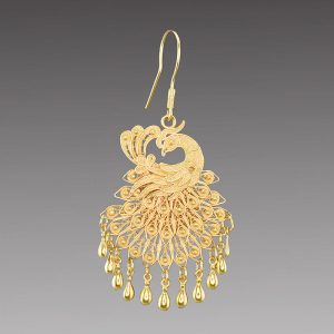 product name: filigree peacock pattern gold earrings chinese intangible cultural heritage handmade jewelry