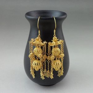 wholesale original handmade silver jewelry pure silver gold plated palace lantern earrings, traditional chinese ancient style