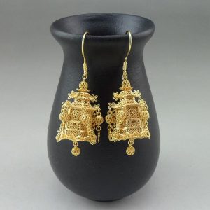 handmade premium gold plated earrings | retro palace lantern drop tassel dangles
