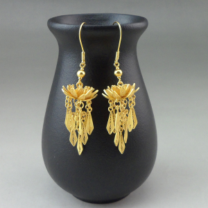 product name: filigree peacock pattern gold earrings chinese intangible cultural heritage handmade jewelry