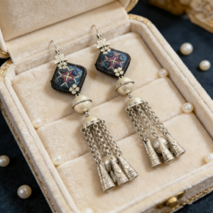 vintage silver bell tassel dangle earrings ethnic style for women