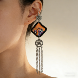 exquisite brocade tassel dangle earrings ethnic style for women