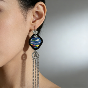 galaxy stained glass tassel dangle earrings ethnic style for women