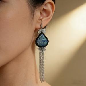 emerald feather tassel dangle earrings ethnic style for women