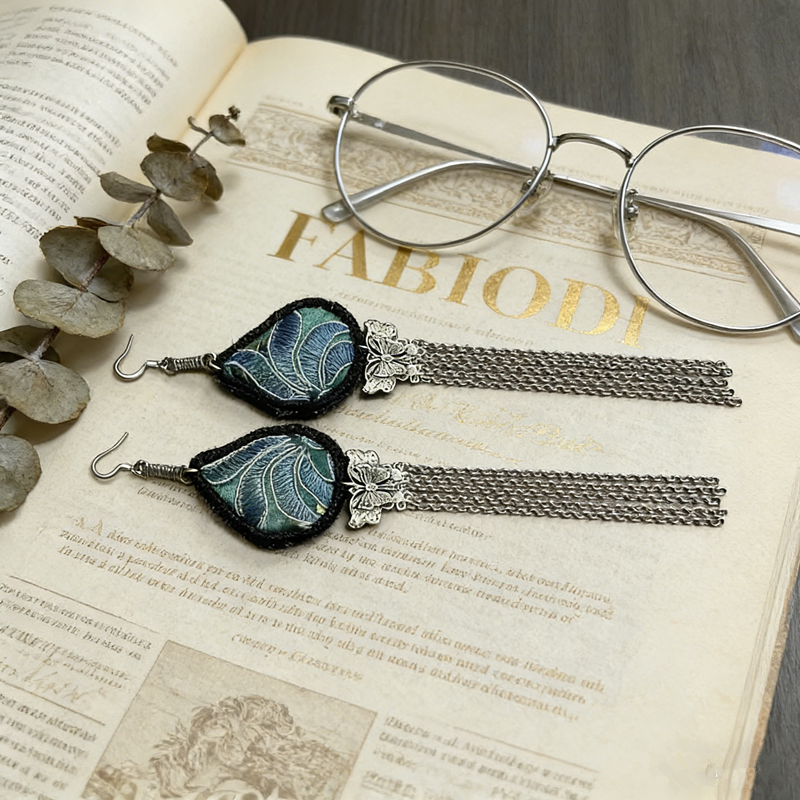 emerald feather tassel dangle earrings ethnic style for women emerald feather tassel dangle earrings ethnic style for women