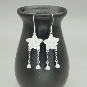 oriental lotus & seed pod dangle earrings