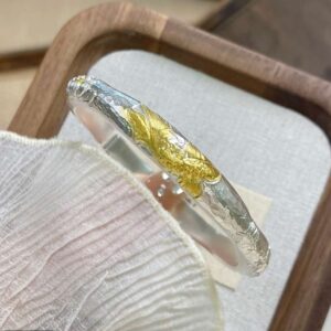 Two‑Piece Gold‑Accent Dragon Sterling Silver Bangle & Wheat‑Link Bracelet Stack Set, Oriental Ethnic Stackable Jewelry for Women