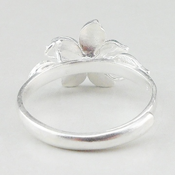 Handmade Chinese Cloisonne Filigree Silver Ring Gradient Blue Enamel 5 Petal Flower Leaf Adjustable Open 925 Sterling Silver Ring Women Ethnic Jewelry Gift - 图片 6