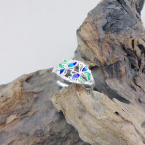 Handmade Chinese Cloisonne Filigree Silver Ring Double Butterfly Green Blue Enamel Adjustable Open 999 Sterling Silver Ring Women Ethnic Vintage Jewelry Gift