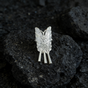 Vintage Embossed Filigree Butterfly Tassel Statement Ring | Silver Tone Alloy Adjustable Open Band Swing Bar Dangle Ethnic Women Finger Jewelry